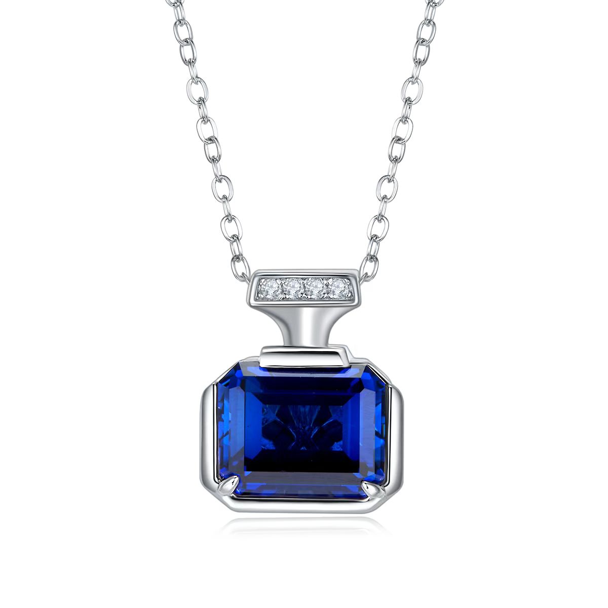 4.0ct Rectangular Lab-Grown Sapphire Necklace
