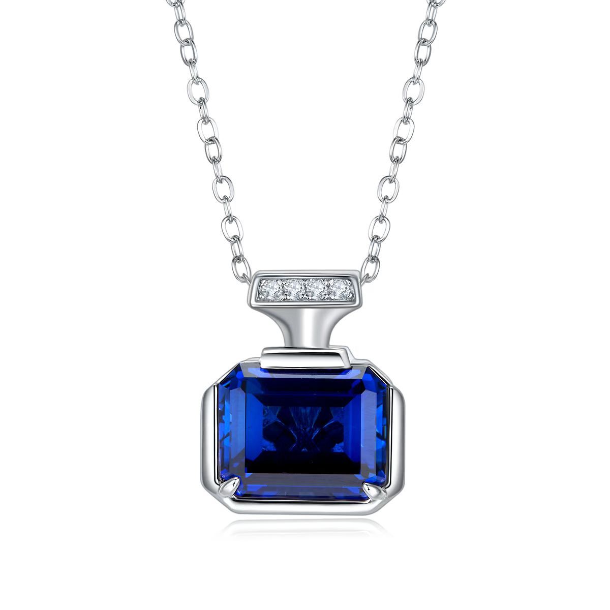 4.0ct Rectangular Lab-Grown Sapphire Necklace
