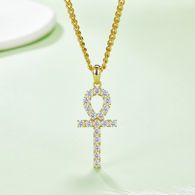 J002A Fashionable Cross Necklace, S925 Silver Pendant with 3.0mm D-Grade Moissanite