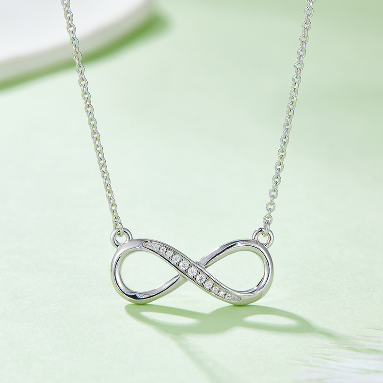 K022A "Simple Love" Themed "Infinite Love" Pendant, S925 Silver, D-Grade 0.10ct Moissanite