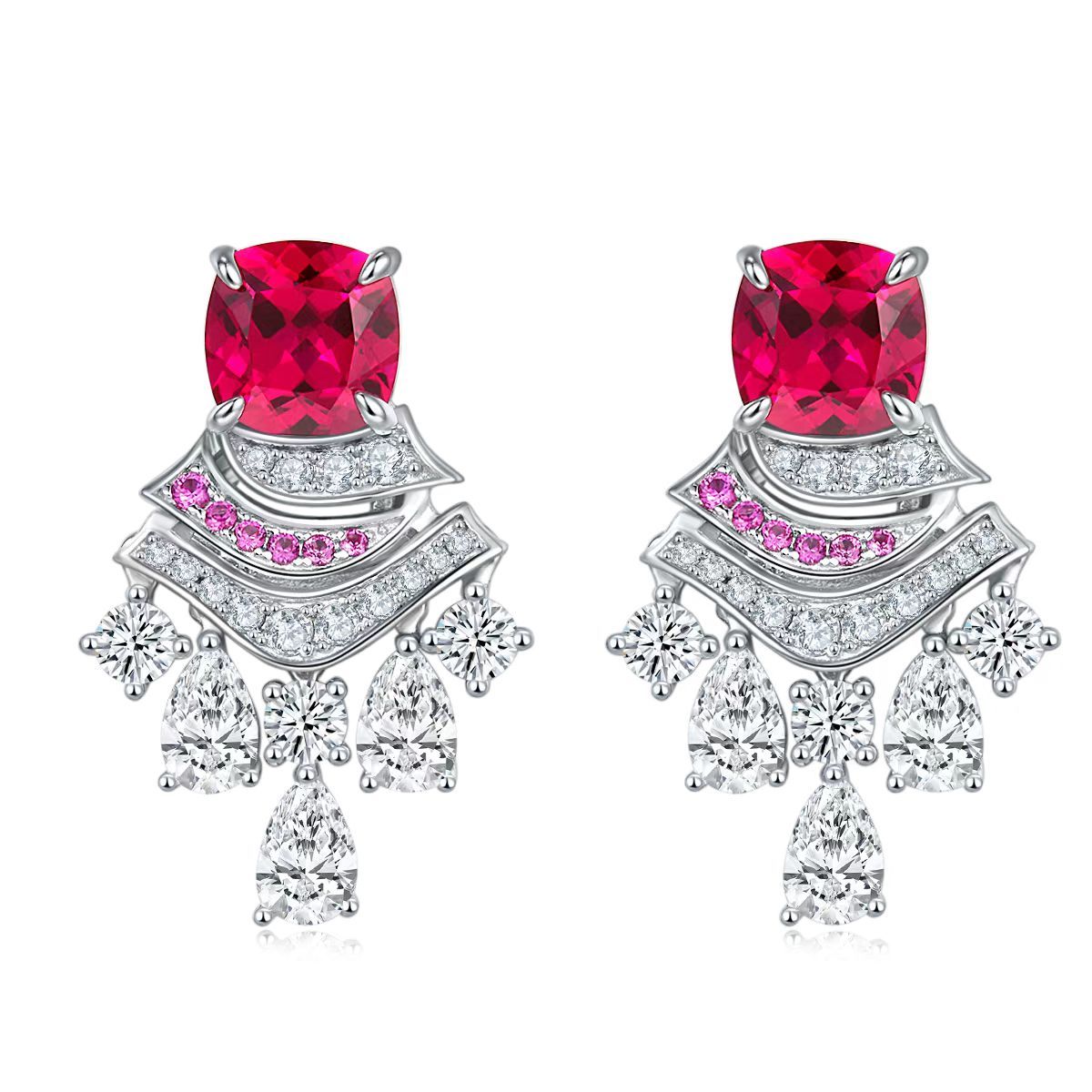 5.95ct Cushion-Cut Lab-Grown Colored Gemstone Earrings