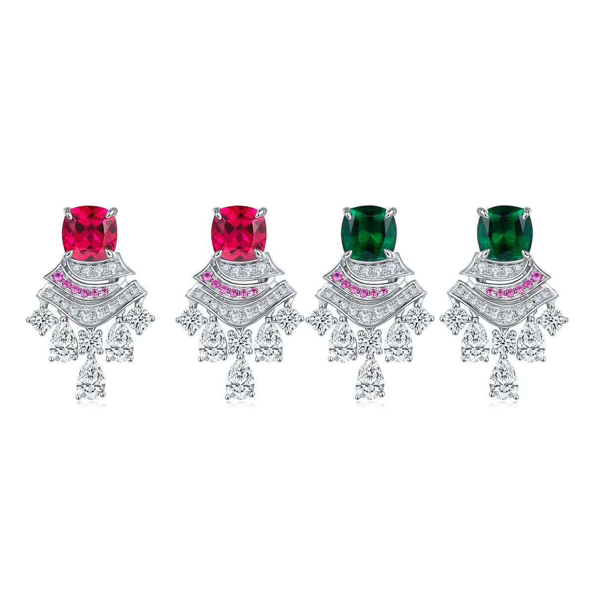 5.95ct Cushion-Cut Lab-Grown Colored Gemstone Earrings