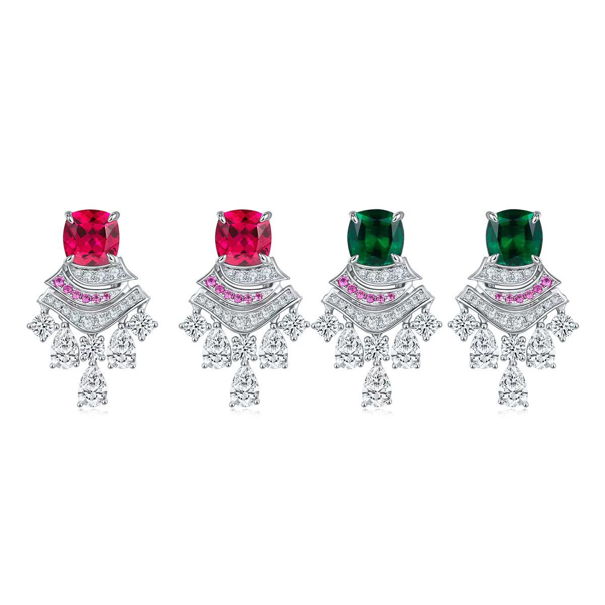 5.95ct Cushion-Cut Lab-Grown Colored Gemstone Earrings