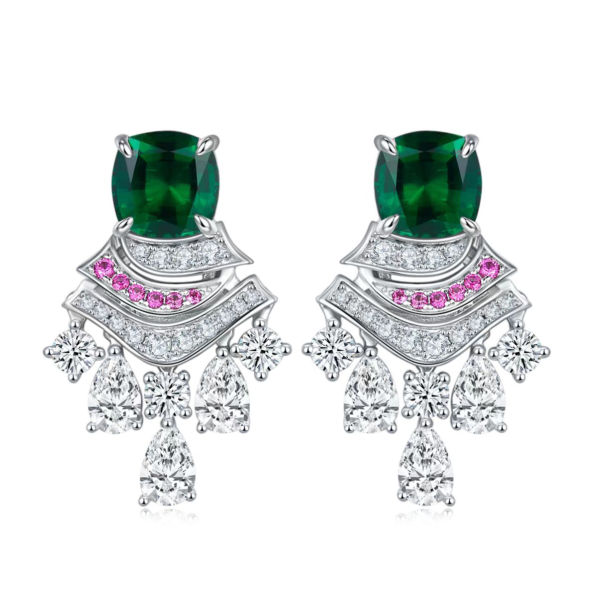 5.95ct Cushion-Cut Lab-Grown Colored Gemstone Earrings