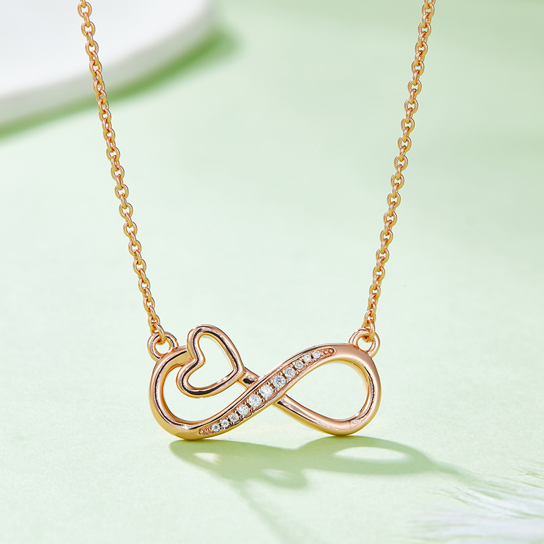 K021A Hollow "Infinite Love" Pendant, S925 Silver, D-Grade 0.10ct Moissanite