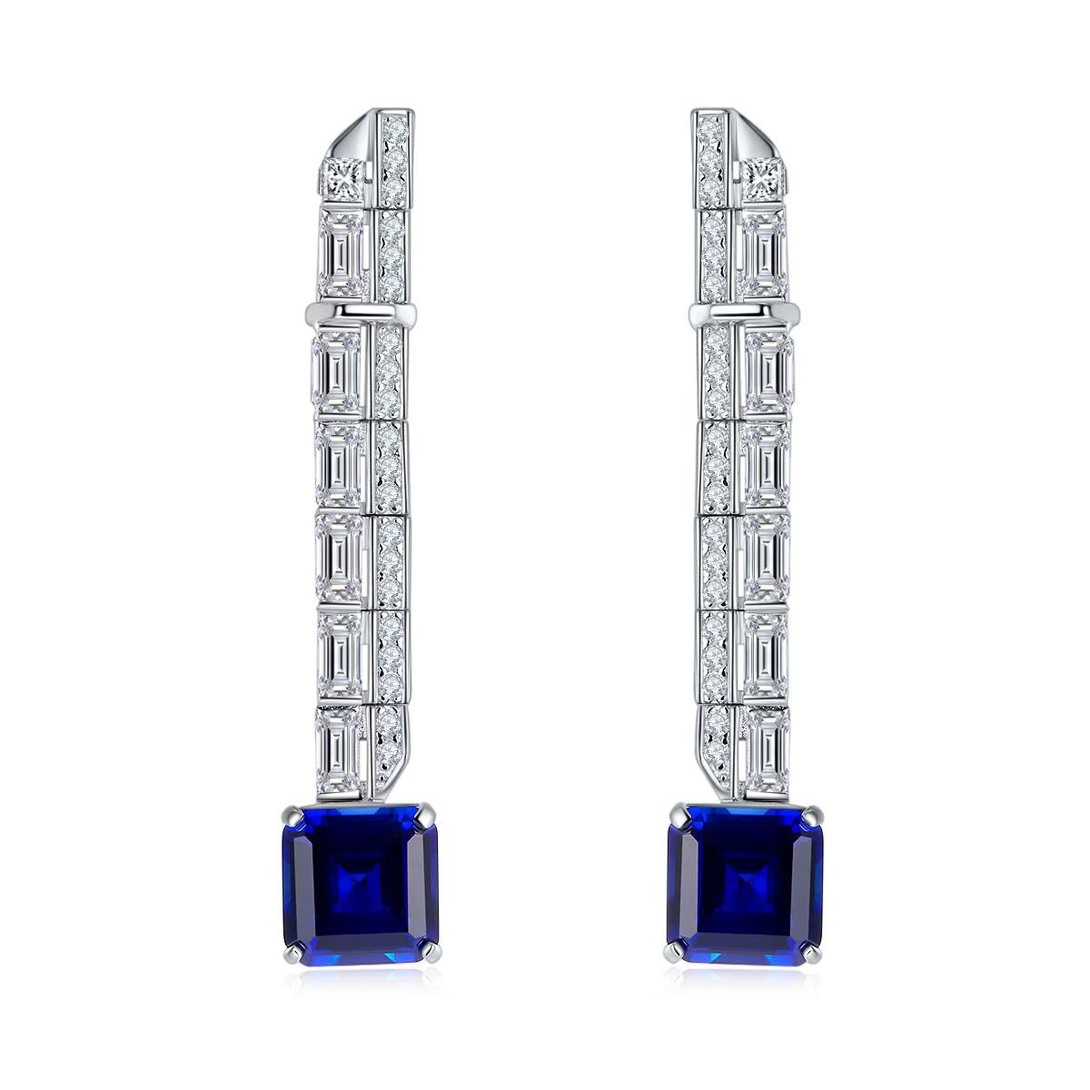 6.47ct Princess-Cut Lab-Grown Colored Gemstone Earrings