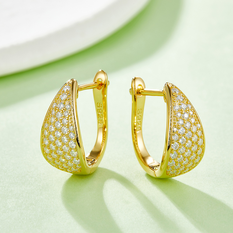 K013A Five-Row Half-and-Half Earrings, S925 Silver with Moissanite & D-Colour 0.57ct Diamond