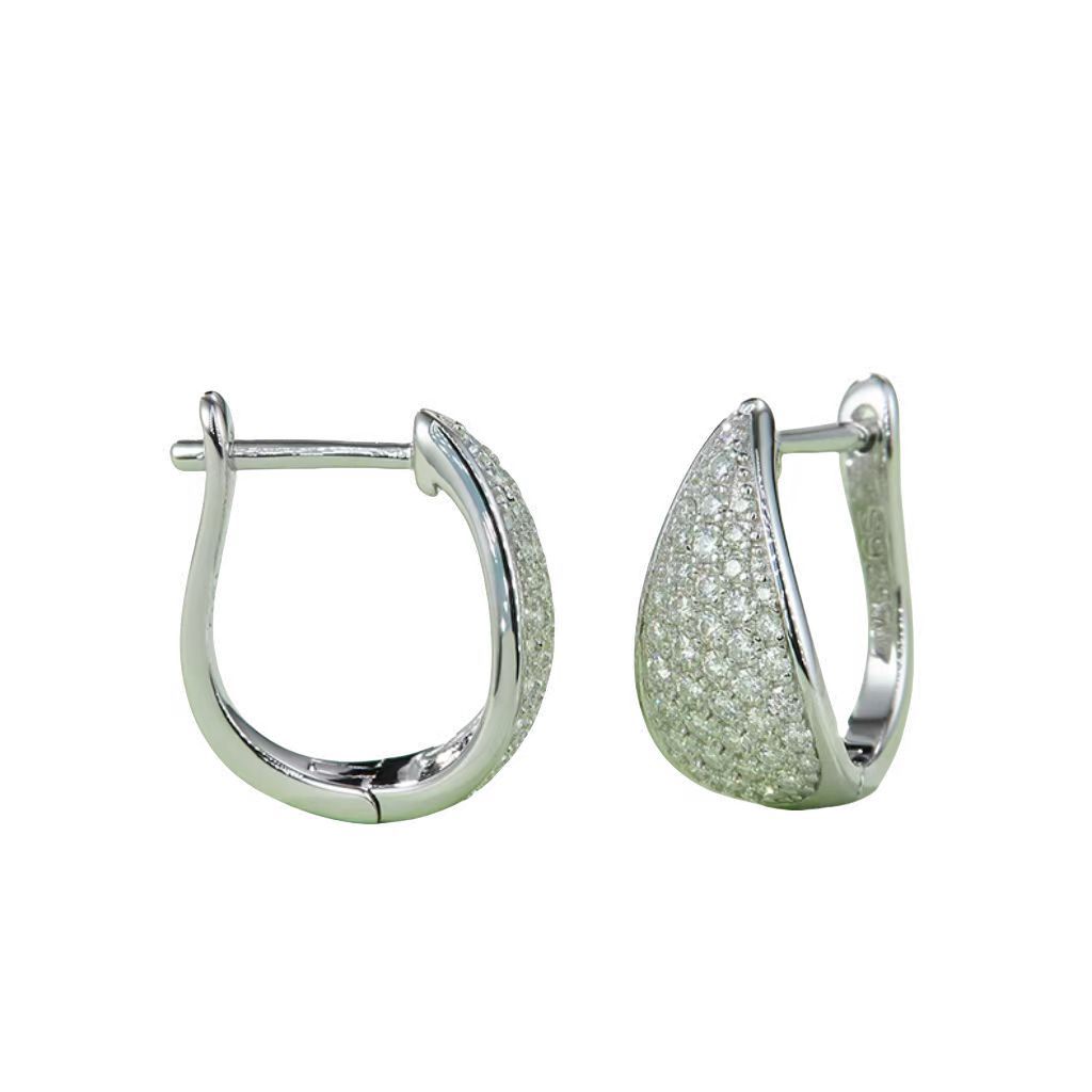 K013A Five-Row Half-and-Half Earrings, S925 Silver with Moissanite & D-Colour 0.57ct Diamond