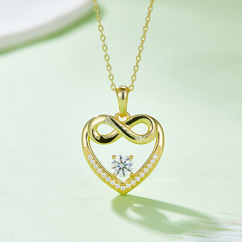 K025A Round-Bottom "Infinite Love" Pendant, S925 Silver, D-Grade 0.60ct Moissanite