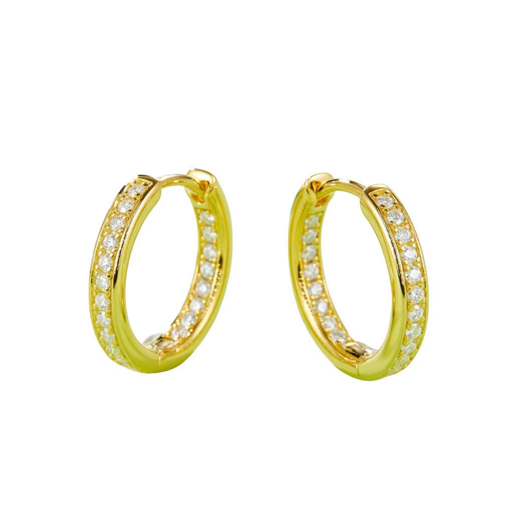 K001A Single-Row Half-and-Half Earrings, S925 Silver with Moissanite & D-Colour 0.32ct Diamond