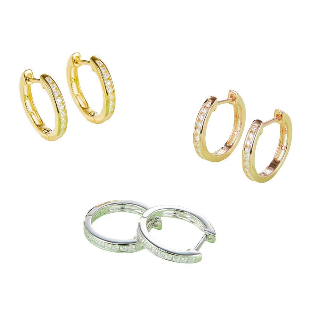 K014A Single-Row Half-and-Half Earrings, S925 Silver with Moissanite & D-Colour 0.22ct Diamond