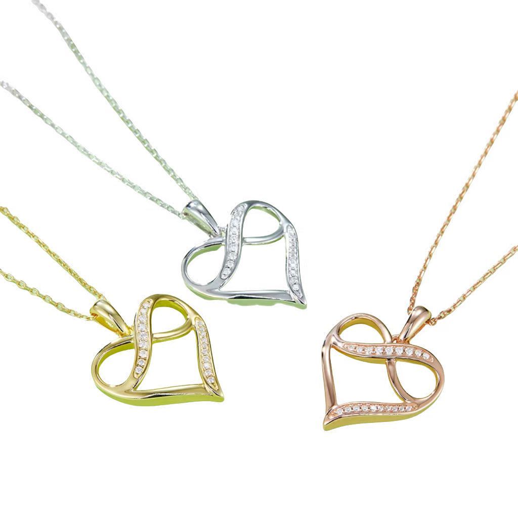 K016A Pave-Set "Infinite Love" Pendant, S925 Silver with D-Grade 0.10ct Moissanite