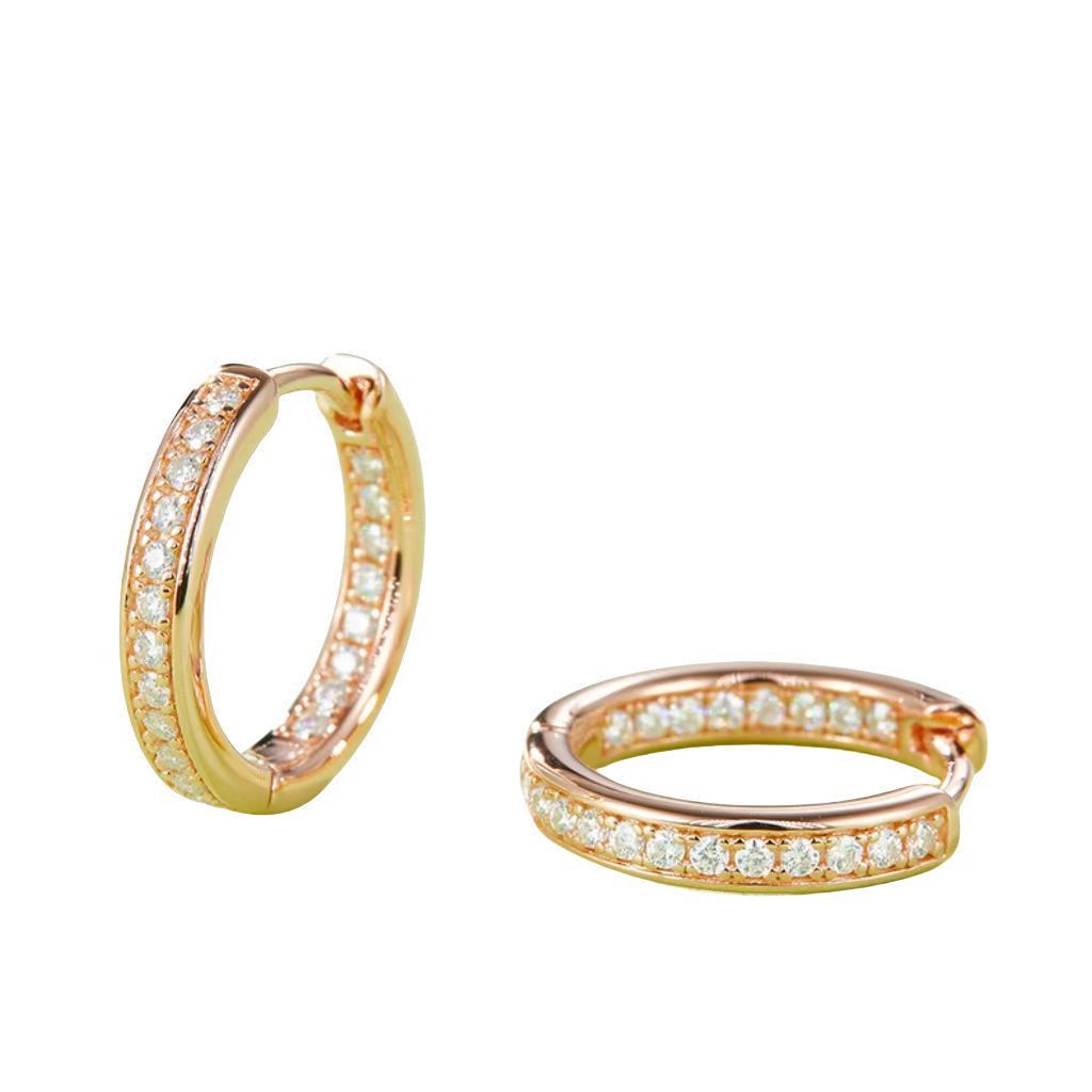 K001A Single-Row Half-and-Half Earrings, S925 Silver with Moissanite & D-Colour 0.32ct Diamond