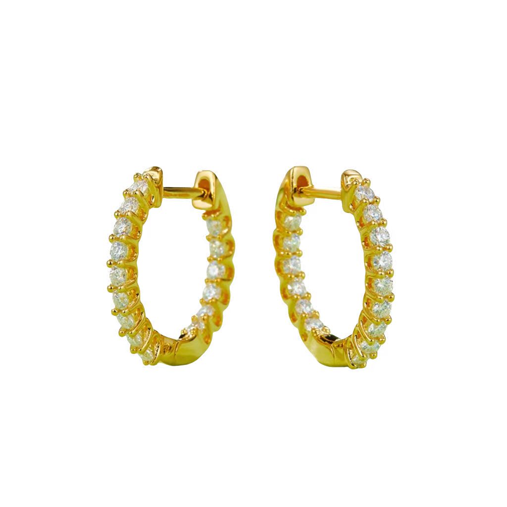 K003A Single-Row Half-and-Half Earrings, S925 Silver with Moissanite & D-Colour 0.45ct Diamond