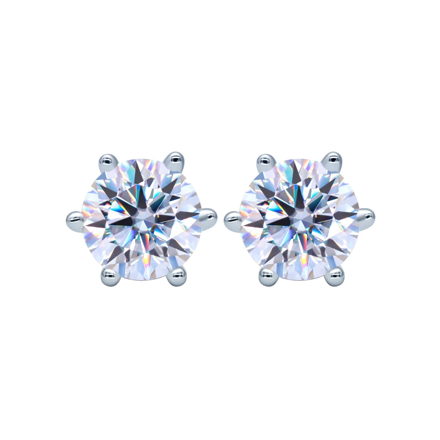 Classic Six-Claw Moissanite Stud Earrings