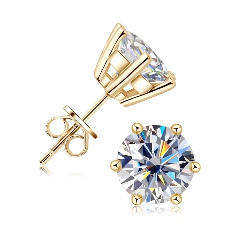 Classic Six-Claw Moissanite Stud Earrings