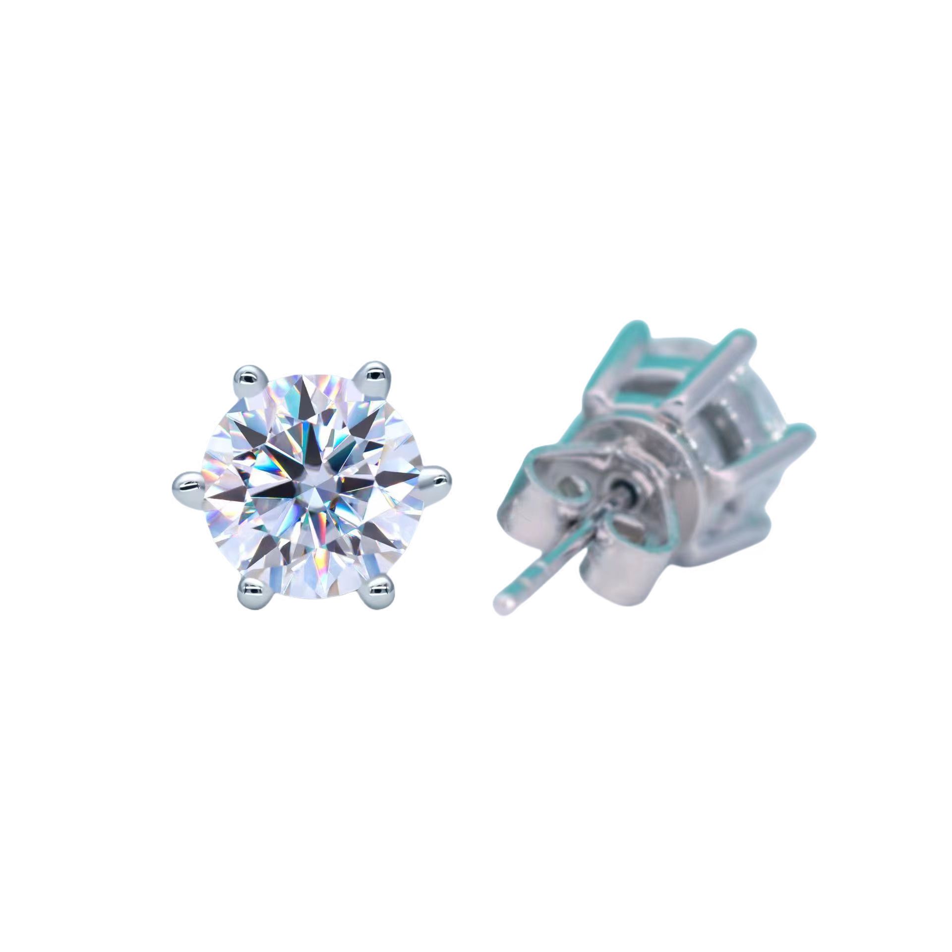 Classic Six-Claw Moissanite Stud Earrings