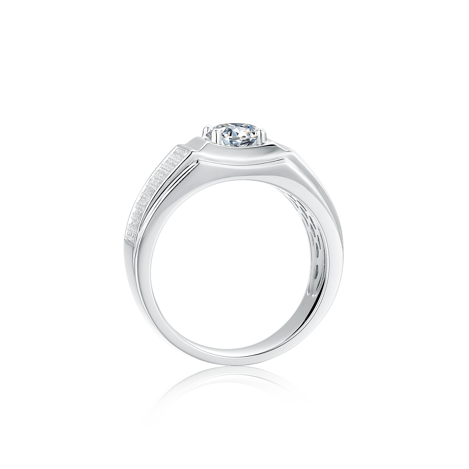 M71A "Xuebing Style" S925 Silver Plated with White Gold, D-Grade 1ct Moissanite Ring for Men