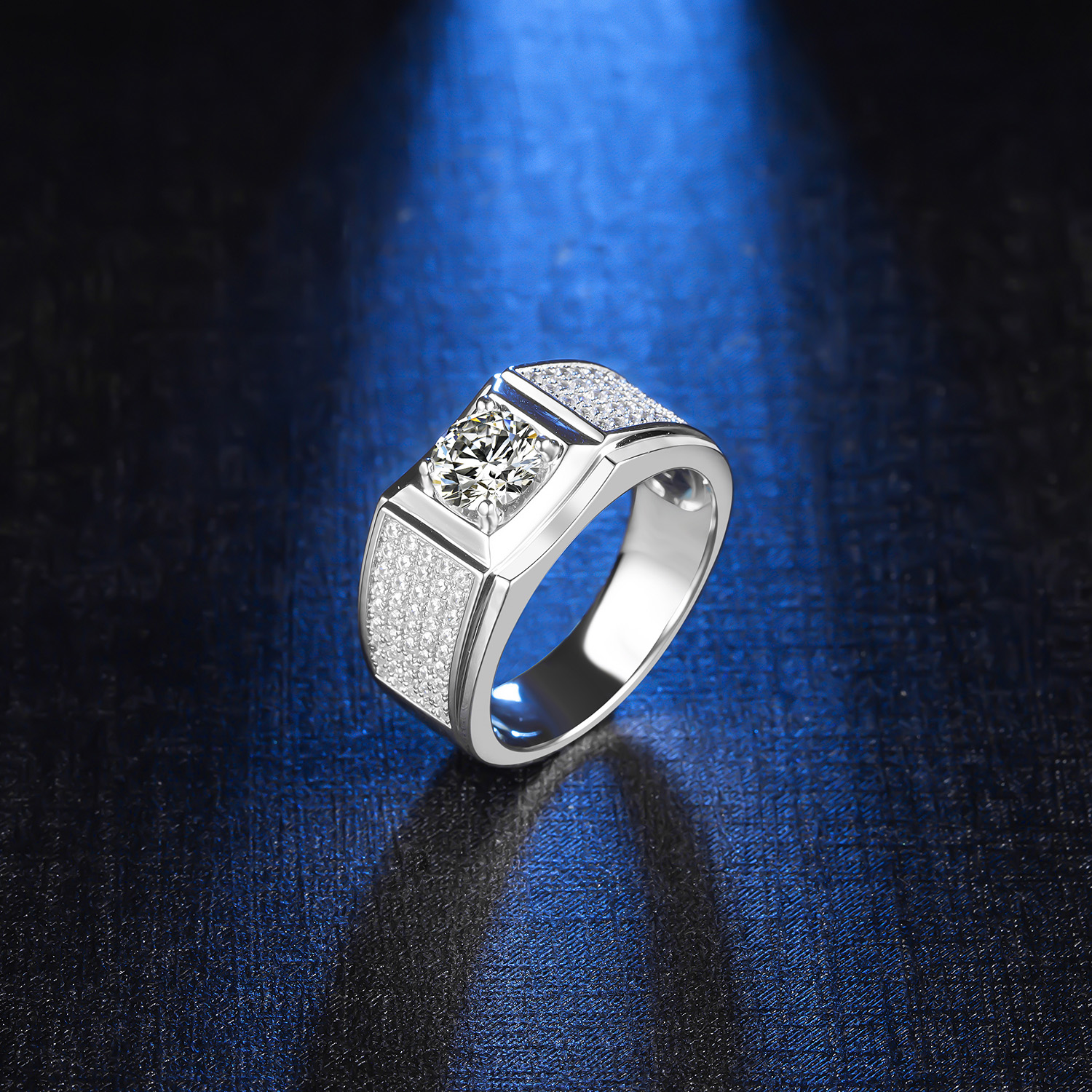 M71A "Xuebing Style" S925 Silver Plated with White Gold, D-Grade 1ct Moissanite Ring for Men