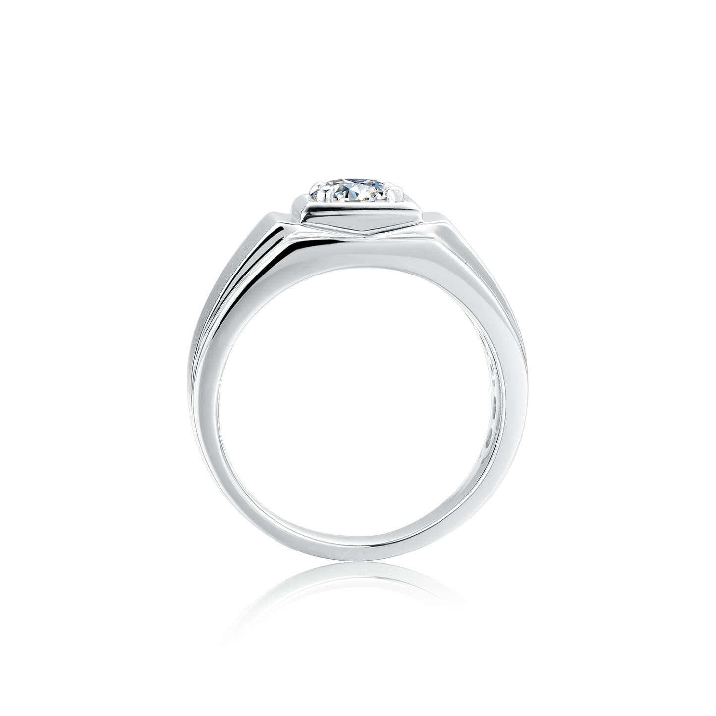  M72A S925 Silver Plated with White Gold, D-Grade 1ct Moissanite Ring for Men