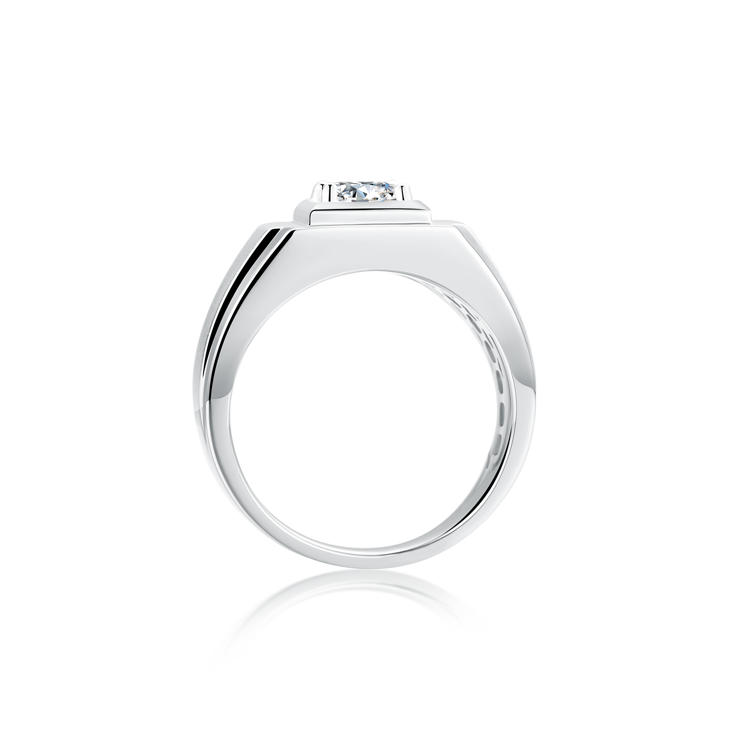 M70A "Guanxi Style" S925 Silver Plated with White Gold, D-Grade 1ct Moissanite Ring for Men