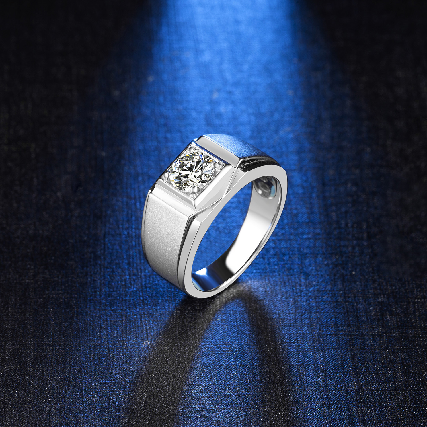  M72A S925 Silver Plated with White Gold, D-Grade 1ct Moissanite Ring for Men