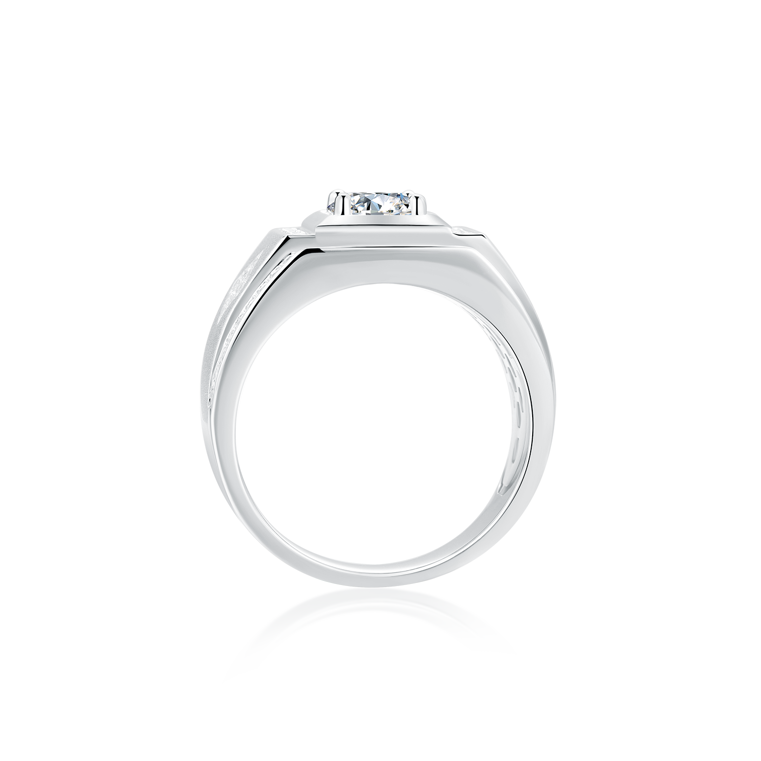 M75A S925 Silver Plated with White Gold, D-Grade 1ct Moissanite Ring for Men