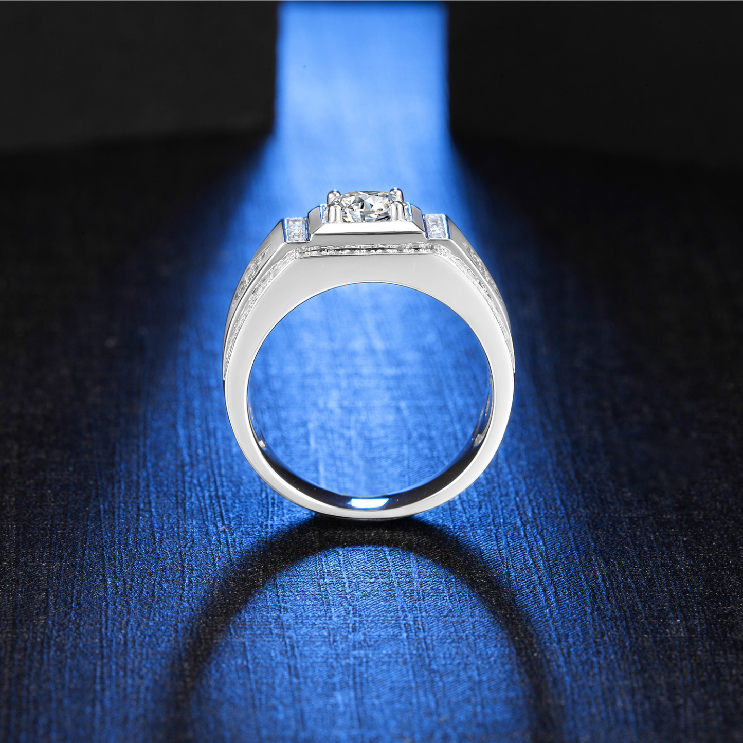 M75A S925 Silver Plated with White Gold, D-Grade 1ct Moissanite Ring for Men