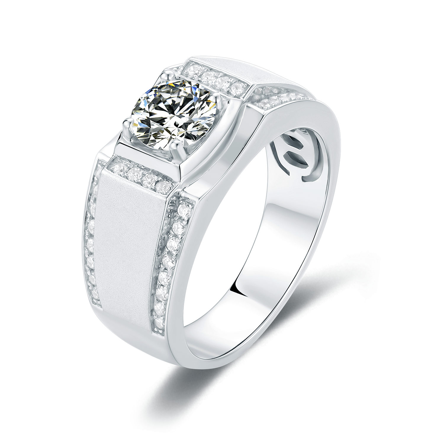M77A S925 Silver Plated with White Gold, D-Grade 1ct Moissanite Ring for Men