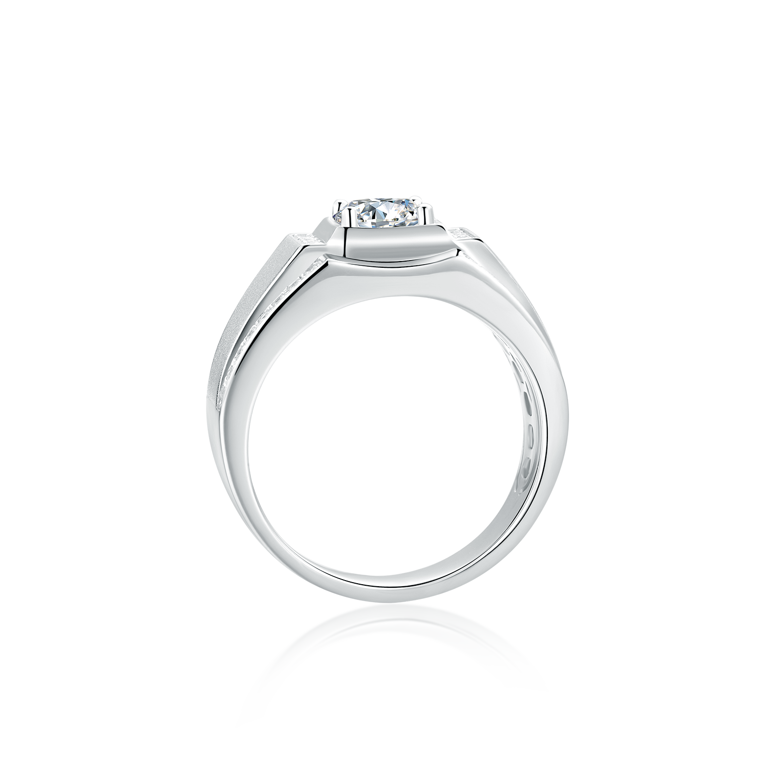 M77A S925 Silver Plated with White Gold, D-Grade 1ct Moissanite Ring for Men