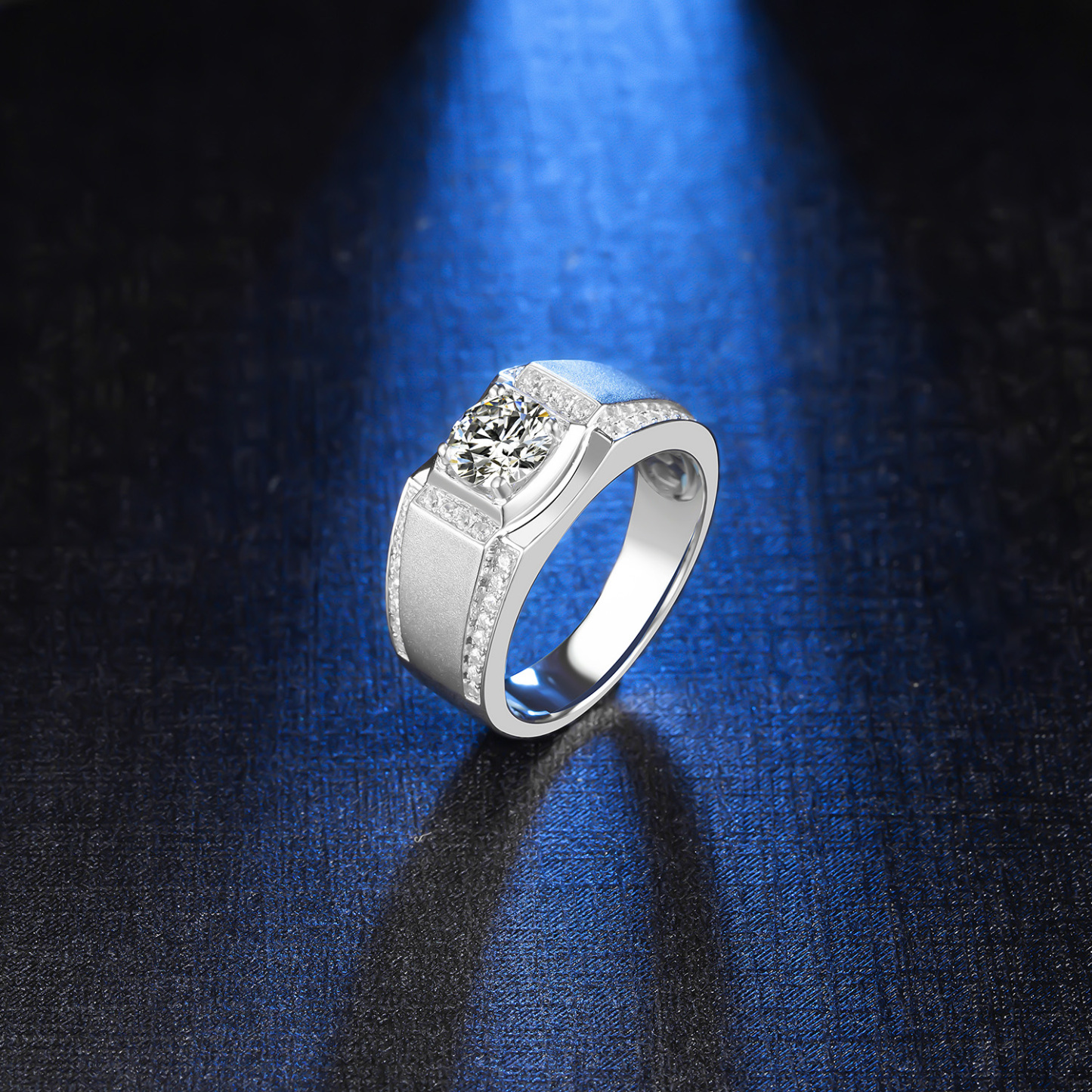 M77A S925 Silver Plated with White Gold, D-Grade 1ct Moissanite Ring for Men