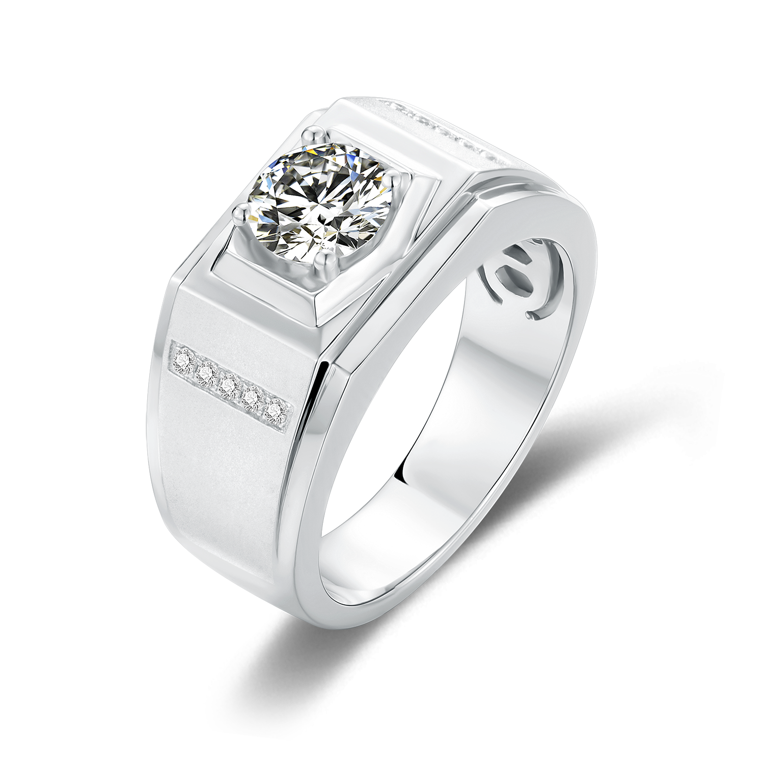 M79A S925 Silver Plated with White Gold, D-Grade 1ct Moissanite Ring for Men