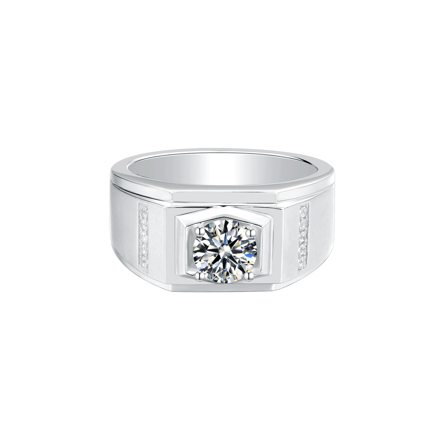 M79A S925 Silver Plated with White Gold, D-Grade 1ct Moissanite Ring for Men