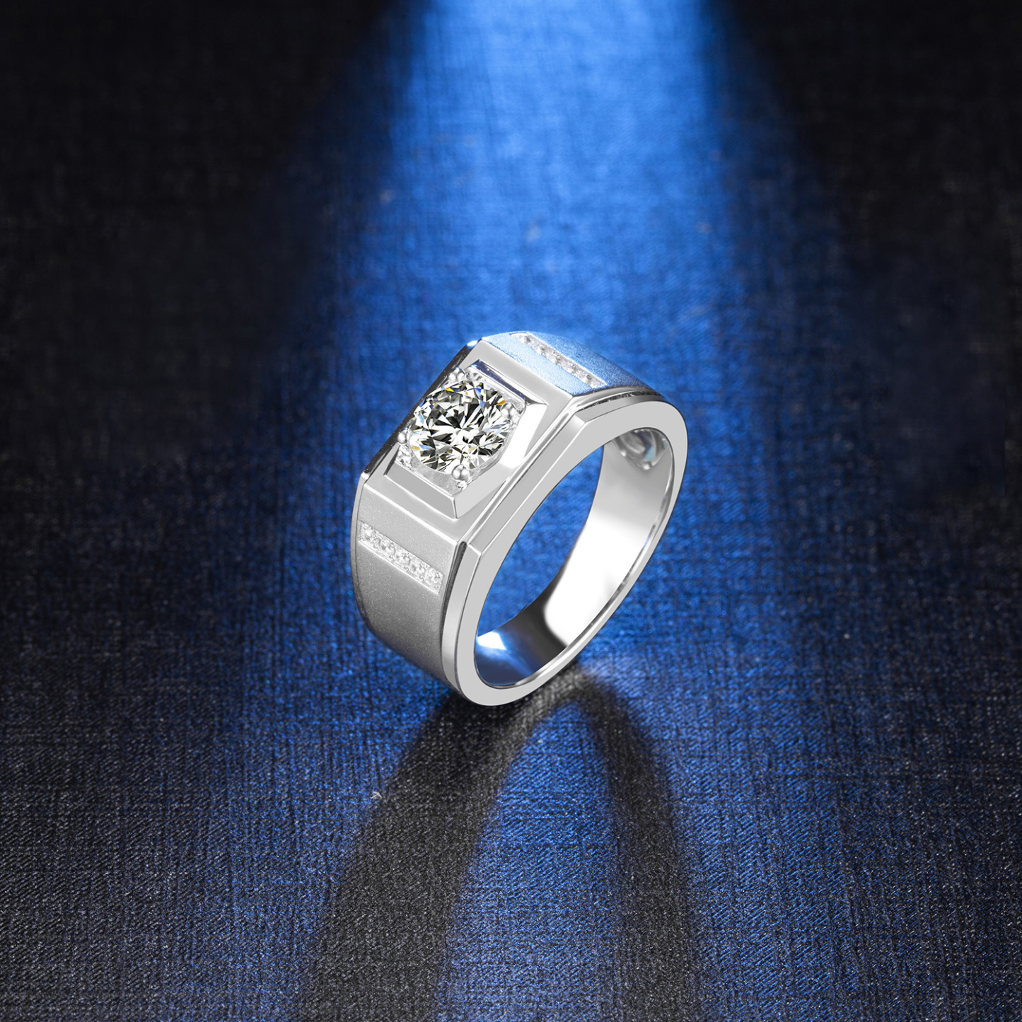 M79A S925 Silver Plated with White Gold, D-Grade 1ct Moissanite Ring for Men