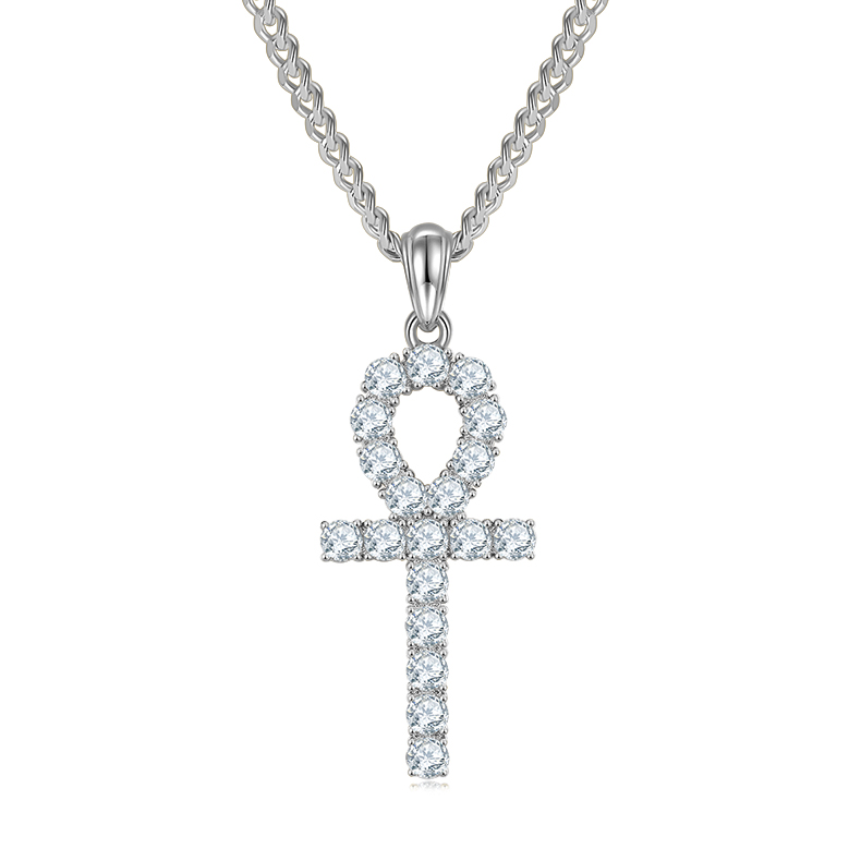 J002A Fashionable Cross Necklace, S925 Silver Pendant with 3.0mm D-Grade Moissanite