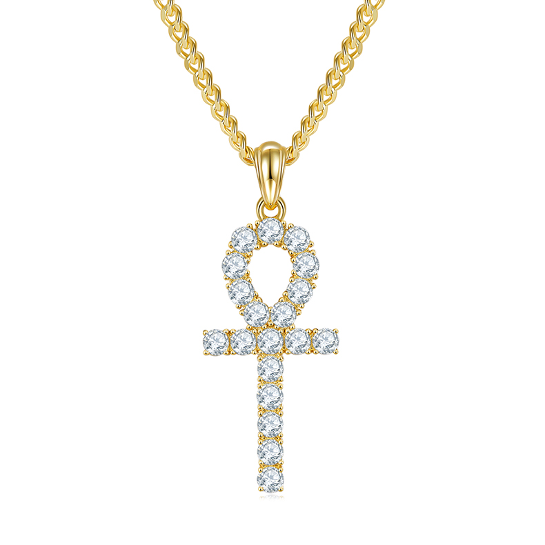 J002A Fashionable Cross Necklace, S925 Silver Pendant with 3.0mm D-Grade Moissanite
