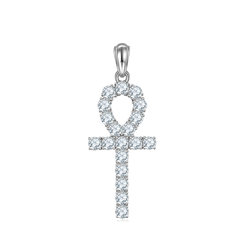 J002A Fashionable Cross Necklace, S925 Silver Pendant with 3.0mm D-Grade Moissanite