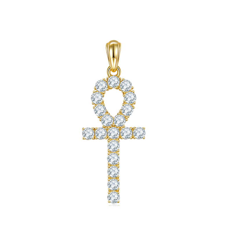 J002A Fashionable Cross Necklace, S925 Silver Pendant with 3.0mm D-Grade Moissanite
