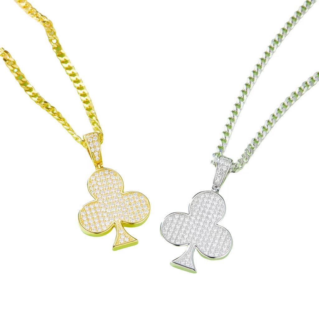 J009A Club Hip-Hop Necklace, S925 Silver Pendant with D-Grade 0.92ct Moissanite Meelee Stones