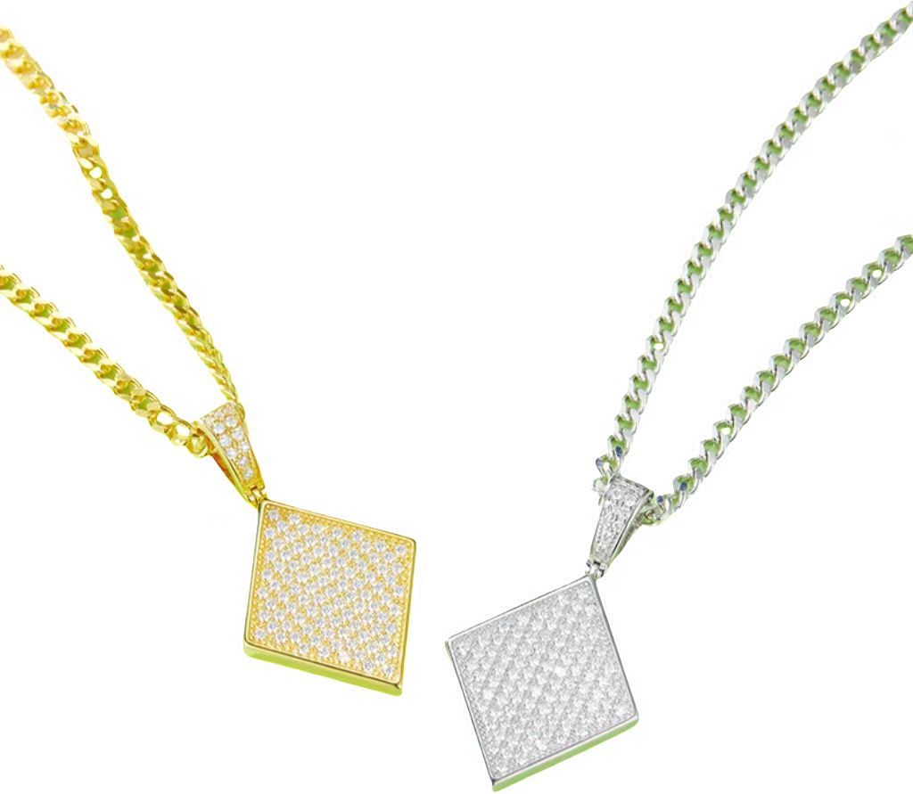 J010A Diamond Hip-Hop Necklace, S925 Silver Pendant with D-Grade 0.85ct Moissanite Meelee Stones