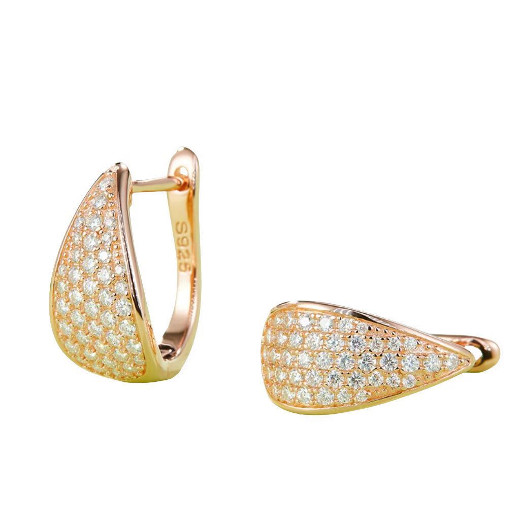 K013A Five-Row Half-and-Half Earrings, S925 Silver with Moissanite & D-Colour 0.57ct Diamond