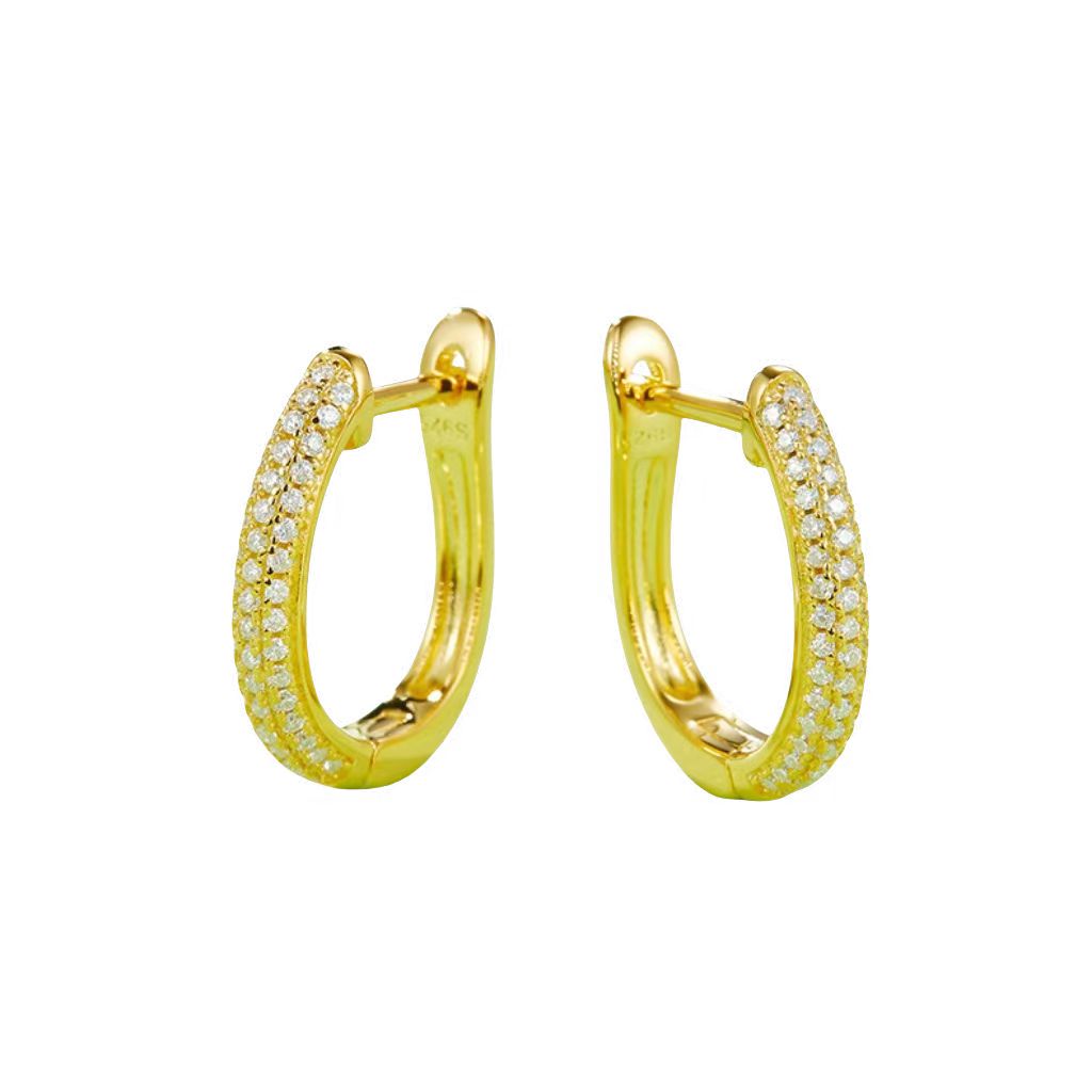 K006A Triple-Row Half-and-Half Earrings, S925 Silver with Moissanite & D-Colour 0.30ct Diamond