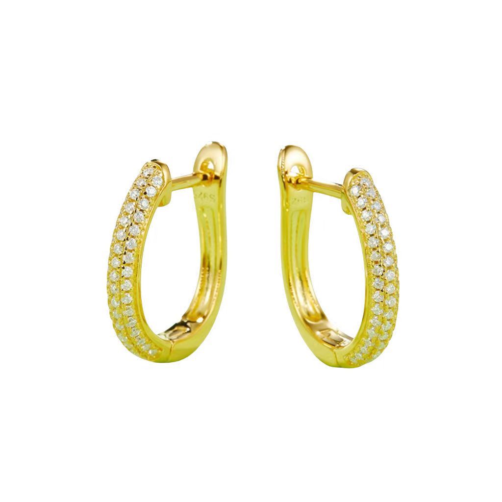 K006A Triple-Row Half-and-Half Earrings, S925 Silver with Moissanite & D-Colour 0.30ct Diamond