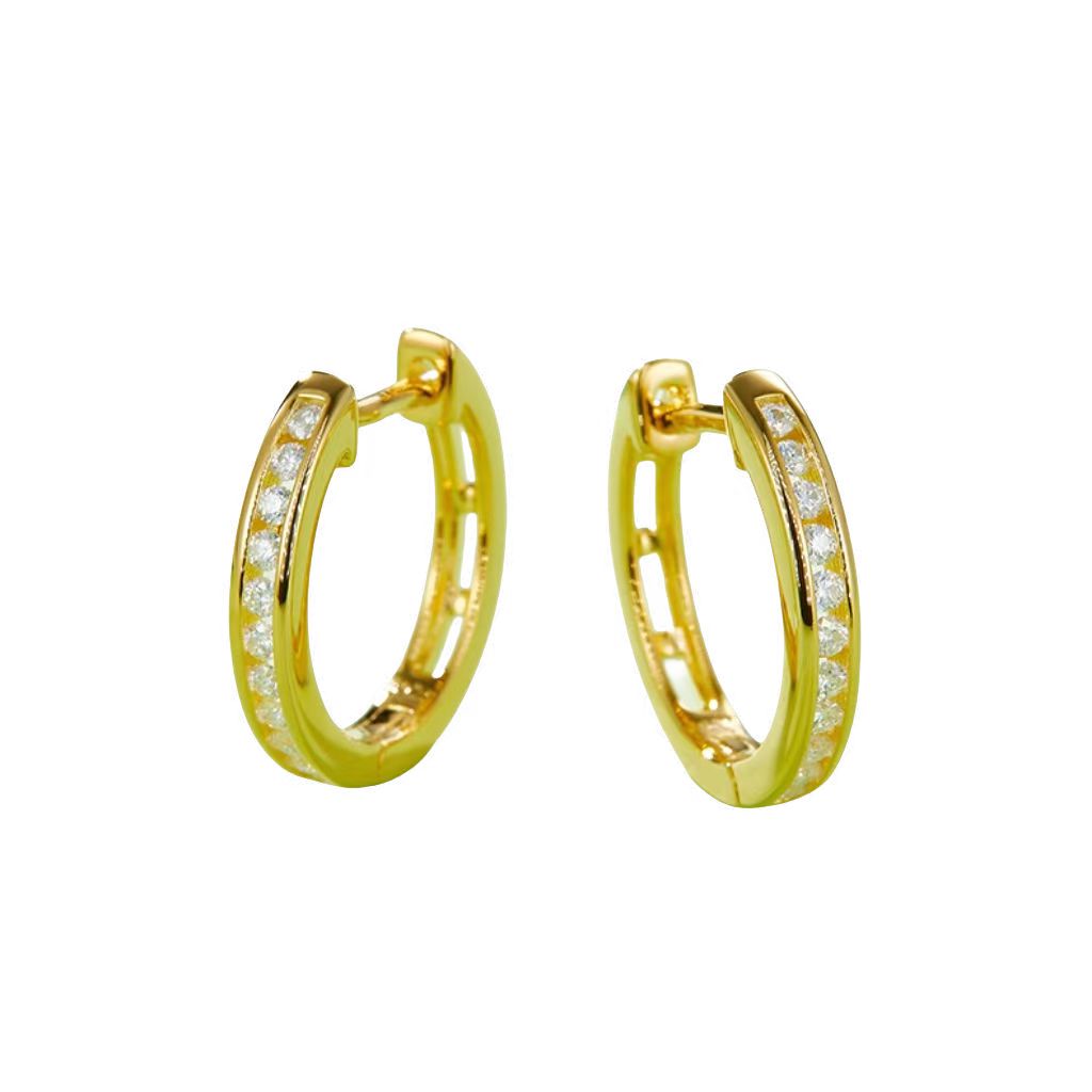 K014A Single-Row Half-and-Half Earrings, S925 Silver with Moissanite & D-Colour 0.22ct Diamond