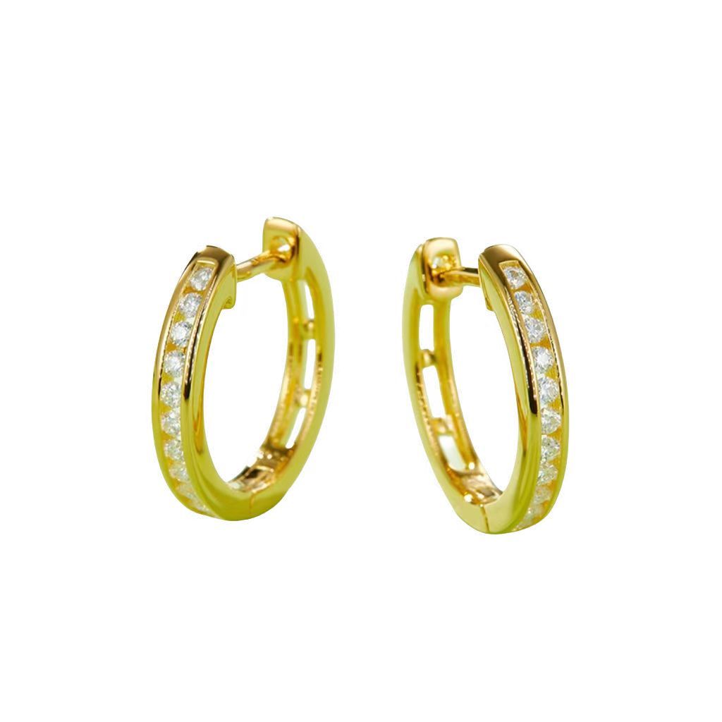 K014A Single-Row Half-and-Half Earrings, S925 Silver with Moissanite & D-Colour 0.22ct Diamond