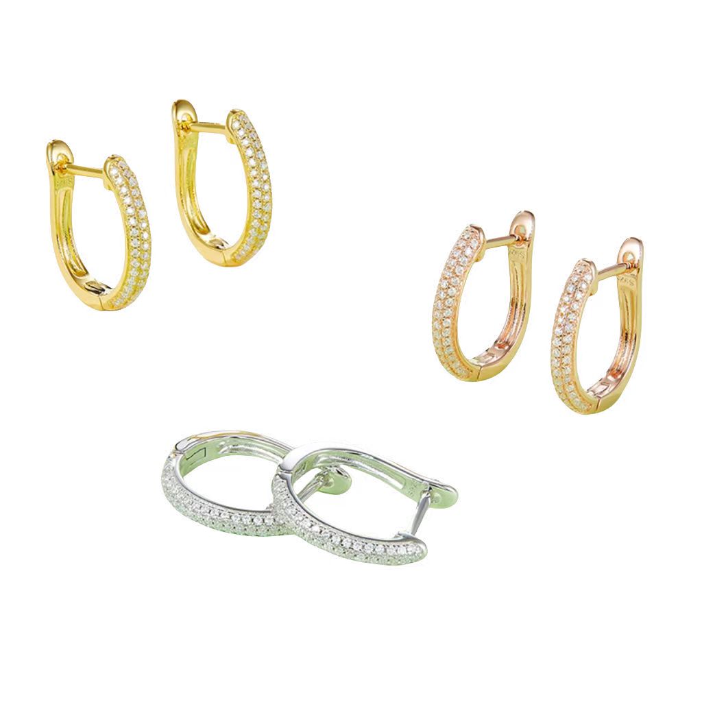 K006A Triple-Row Half-and-Half Earrings, S925 Silver with Moissanite & D-Colour 0.30ct Diamond