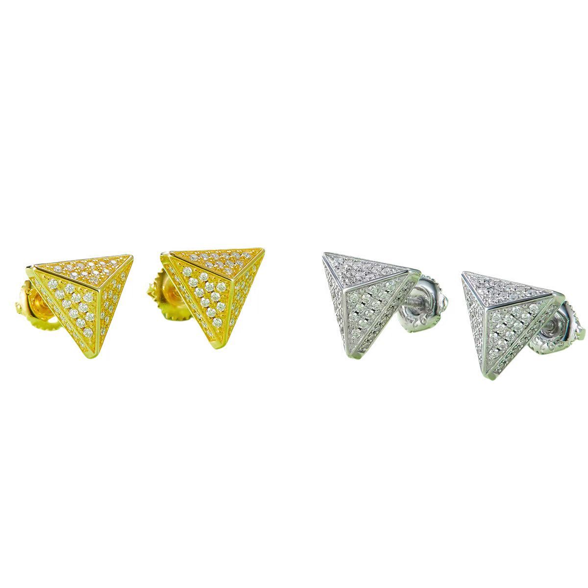 J024A Triangular S925 Silver Earrings with Thread, Moissanite & D-Colour 0.51ct Diamond