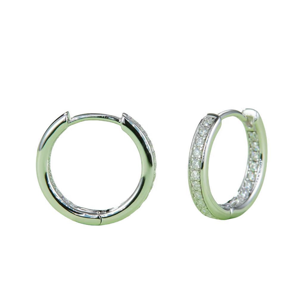 K001A Single-Row Half-and-Half Earrings, S925 Silver with Moissanite & D-Colour 0.32ct Diamond