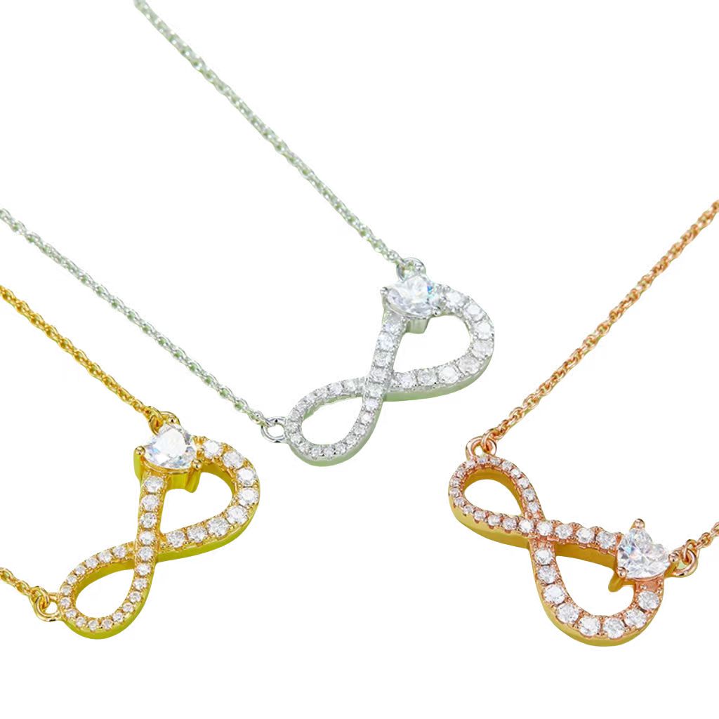 K019A "Infinite Love" Heart-Shaped Pendant, S925 Silver, 0.91ct Moissanite