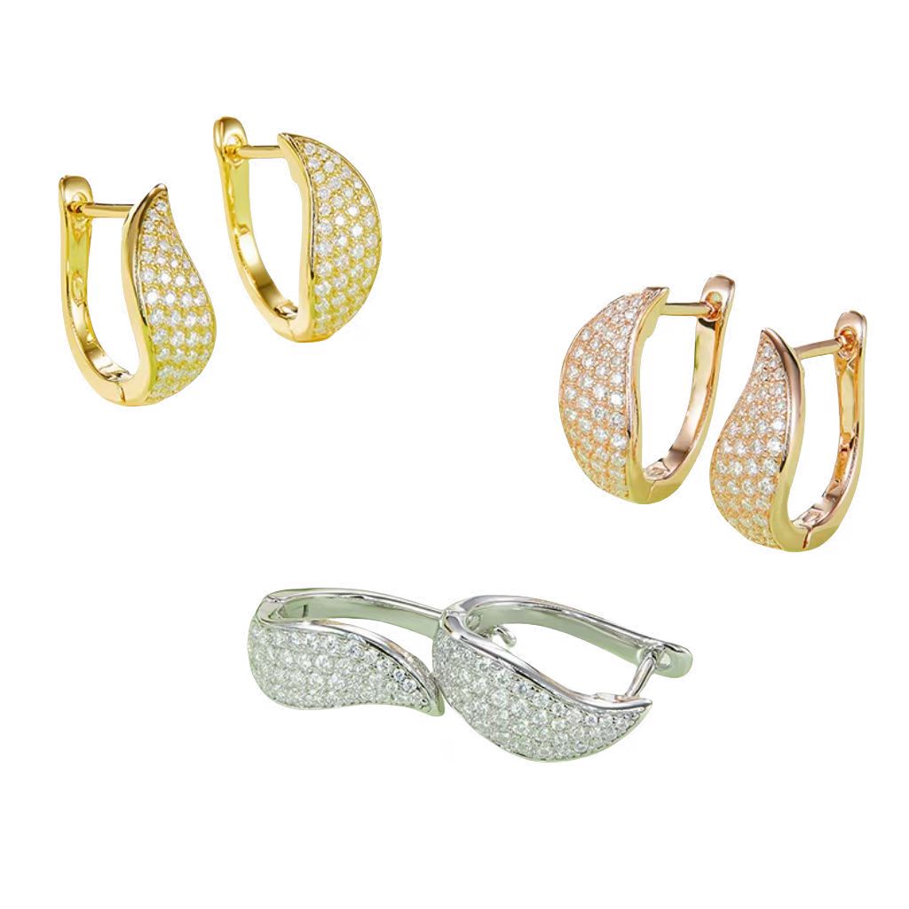 K011A Double-Row Half-and-Half Earrings, S925 Silver with Moissanite & D-Colour 0.50ct Diamond